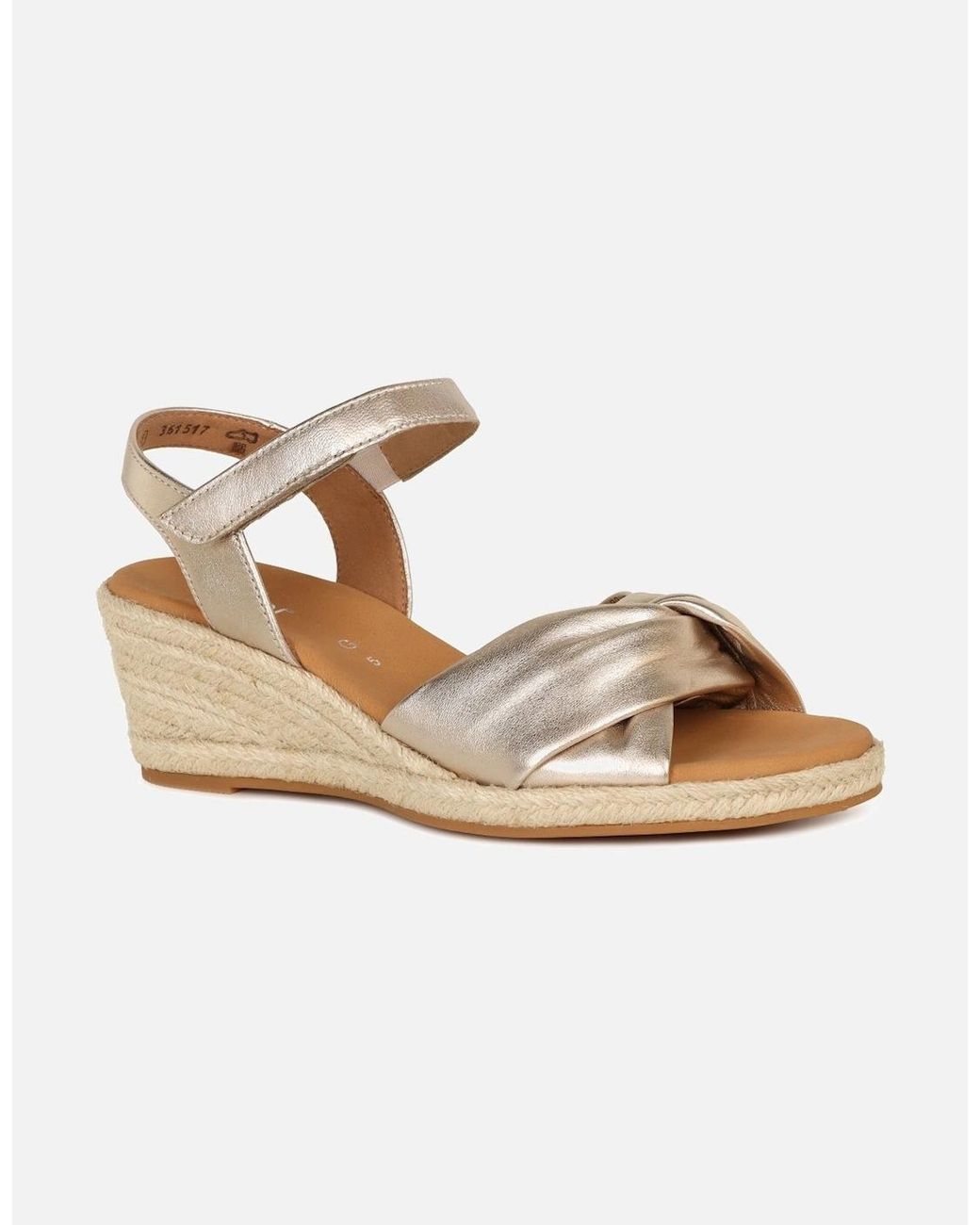 Gabor Metallic Moon Wedge Heel Sandals