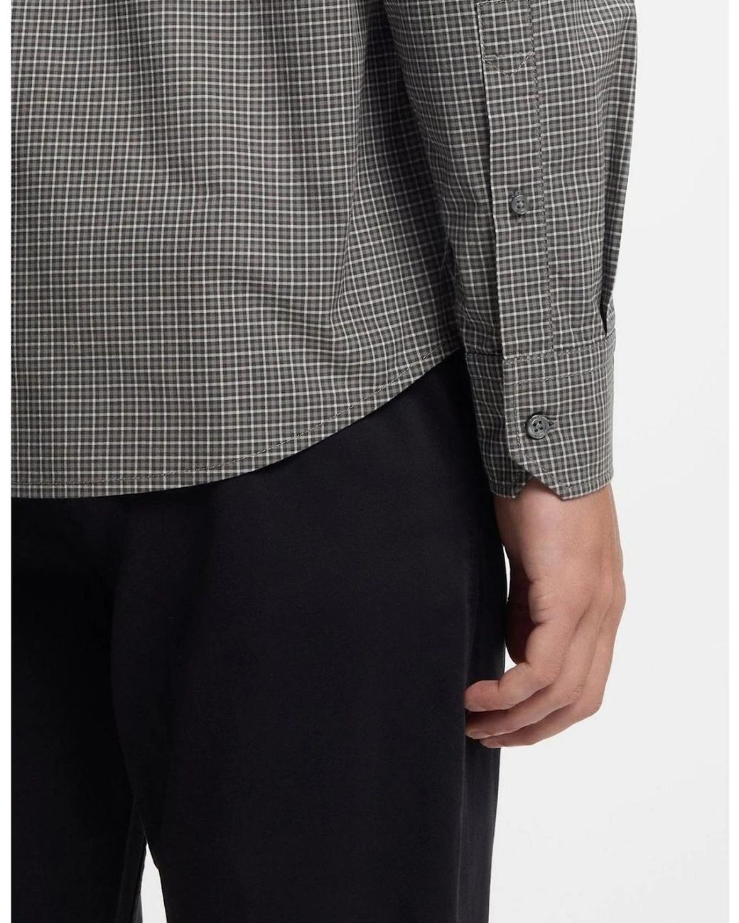 Boss Gray Regular Fit Button Down Collar Long Sleeve Shirt for men