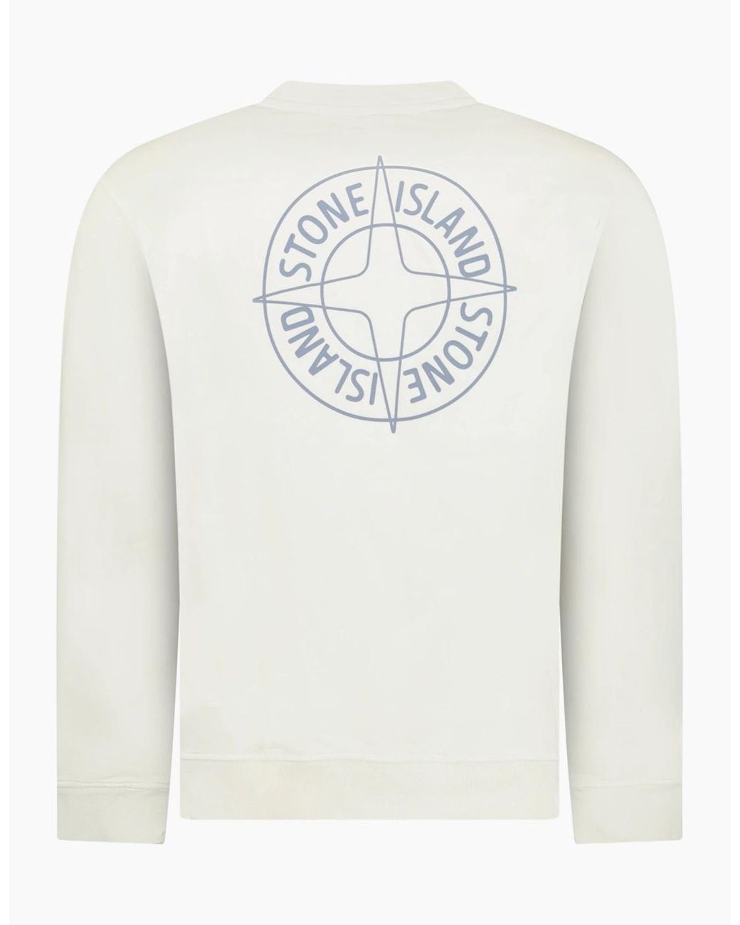 Stone Island White Compass Print Logo Sweatshirt Ivory for men