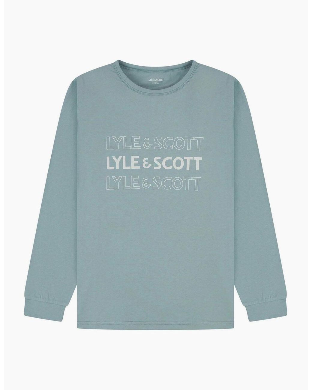 Lyle & Scott Blue Crew Neck Long Sleeve Wordmark Pyjama Set for men