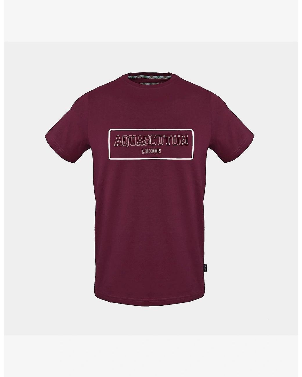 Aquascutum Purple Printed Logo Crew Neck Short Sleeve Jersey T-Shirt for men