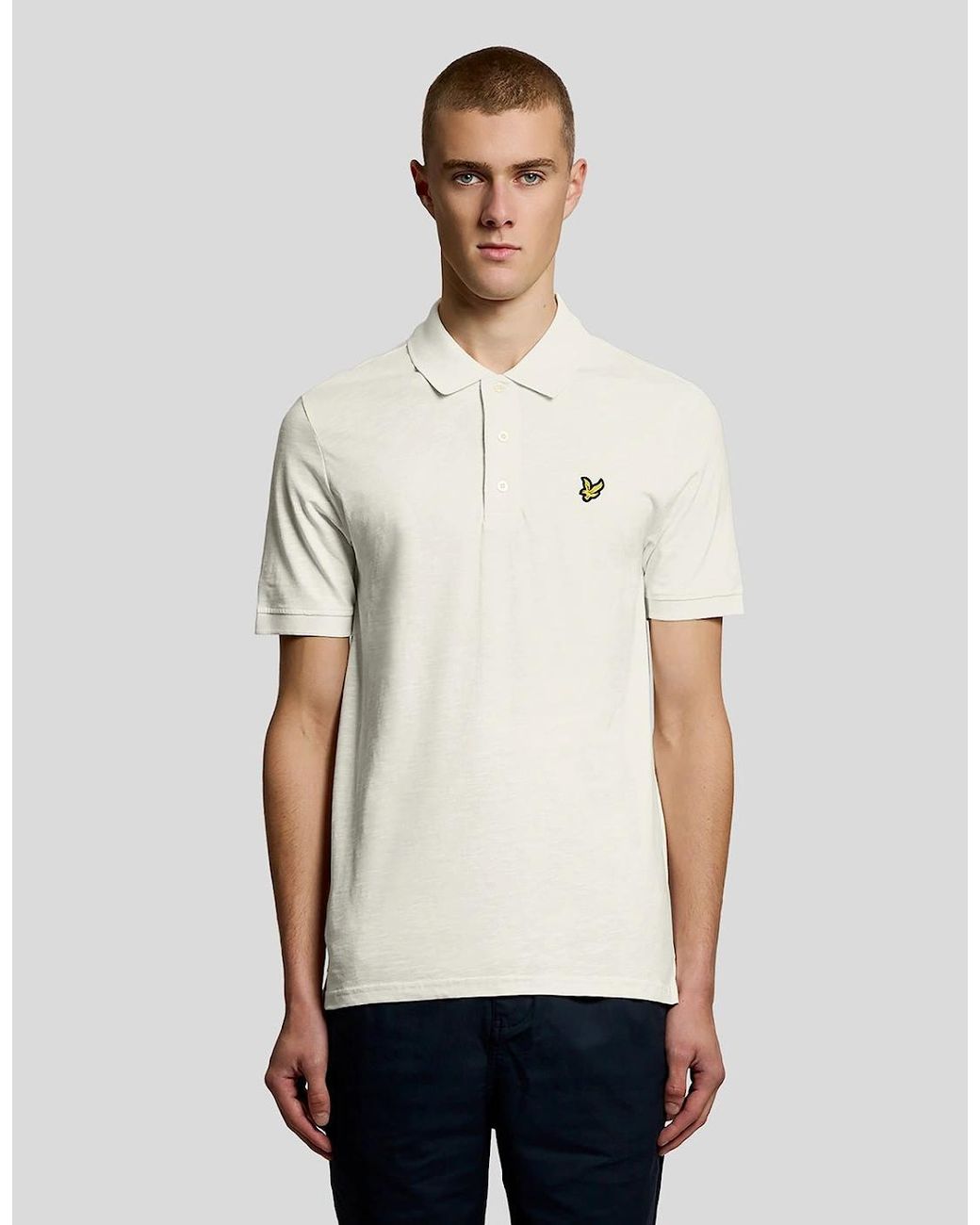 Lyle & Scott White Fine Cotton Slub Polo Shirt for men