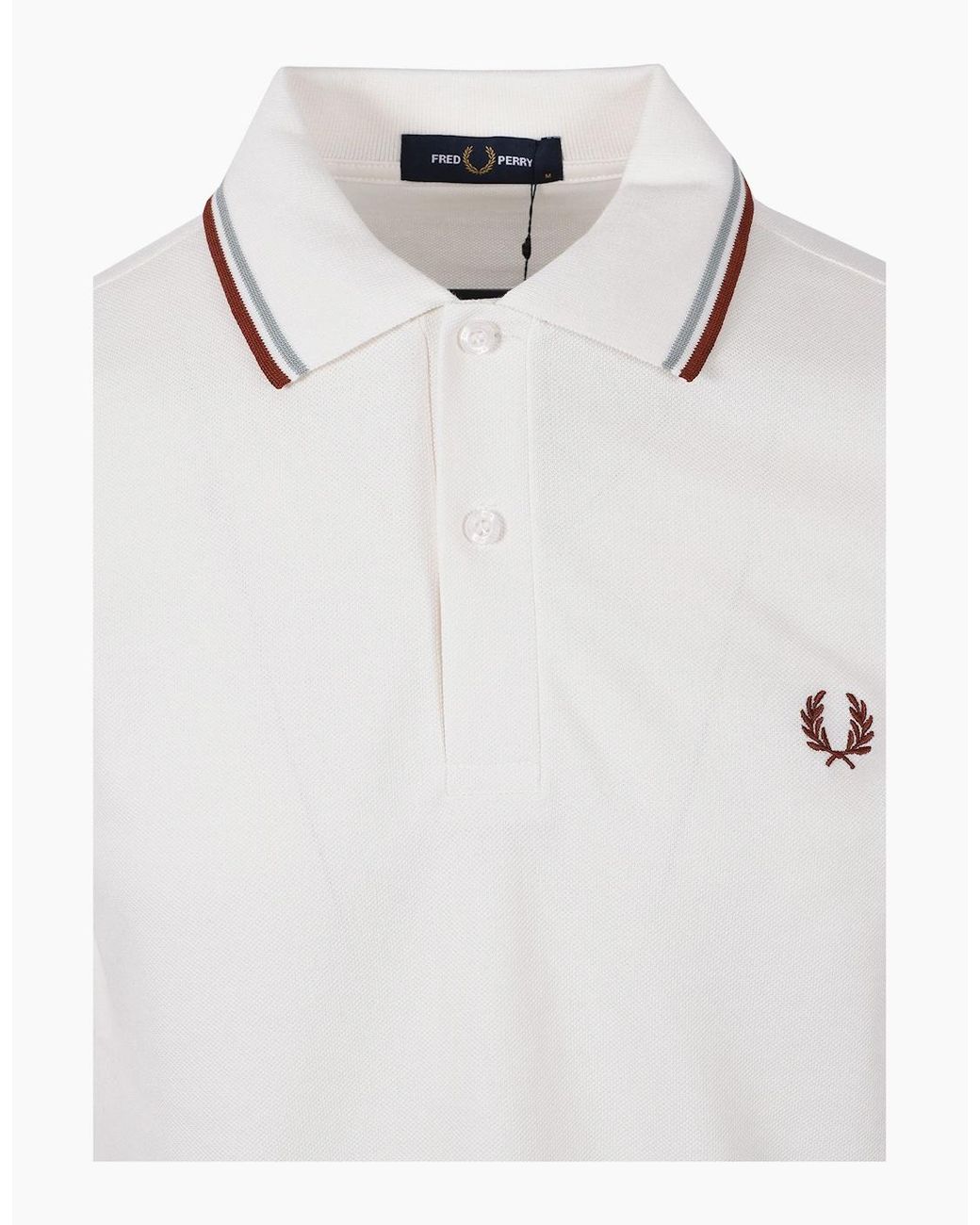 Fred Perry White Twin Tipped Polo Snow/ Brand for men