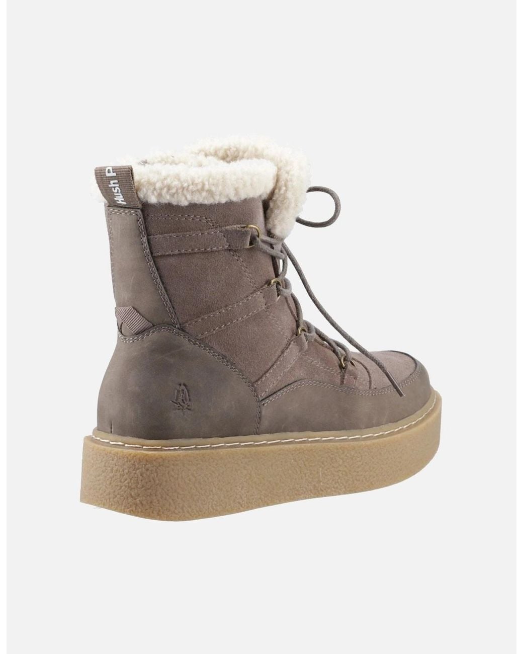 Hush Puppies White Bronte Suede Taupe Winter Mid Calf Boots