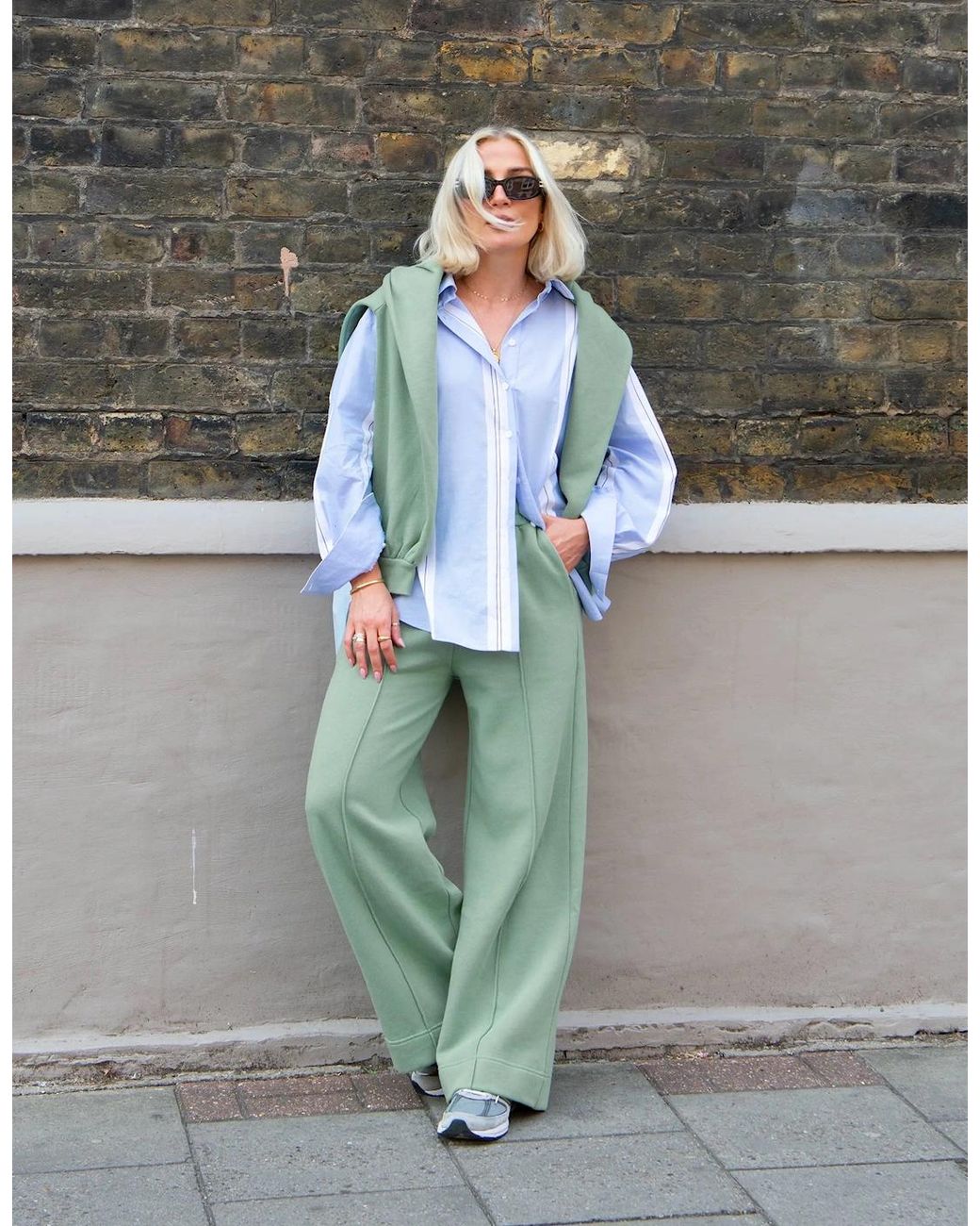 Ro&zo Green Sage- Wide-Leg Sweatpants