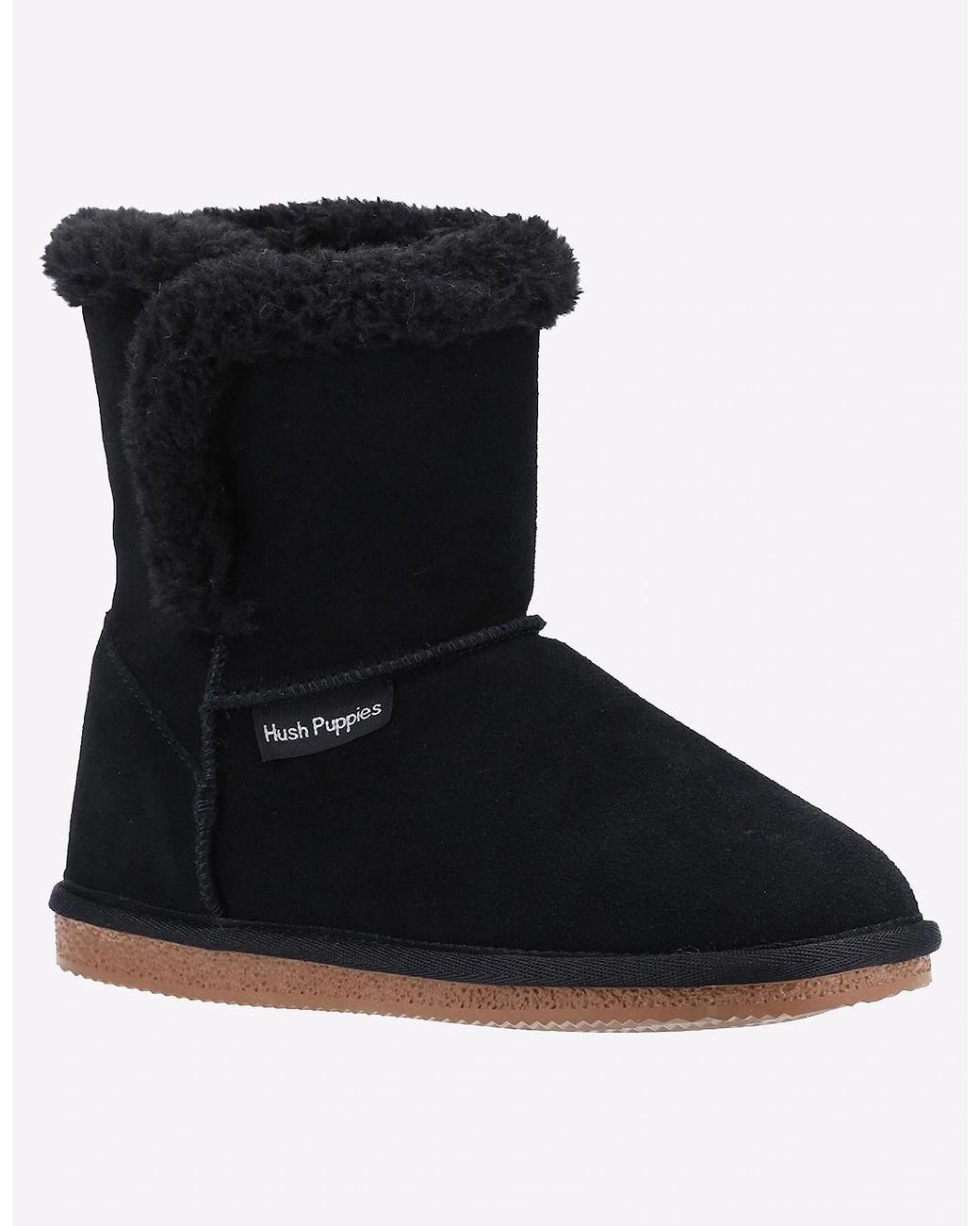 Hush Puppies Black Ashleigh Memory Foam Slipper Boots