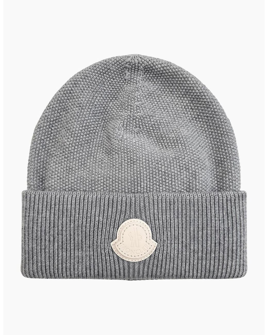 Moncler Gray Logo Beanie for men