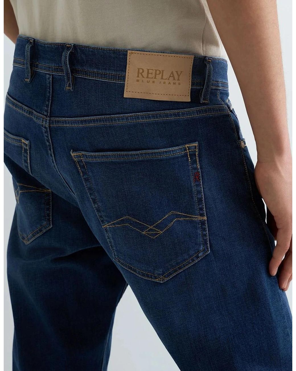 Replay Blue Glover Dna 573 Straight Fit Jean Deep for men