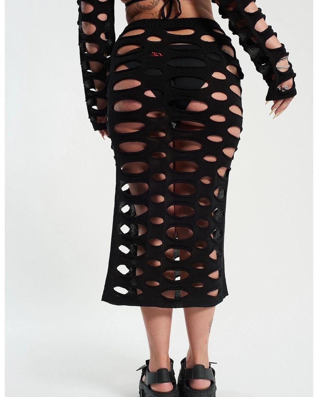 The Ragged Priest Black Rag Peep Skirt