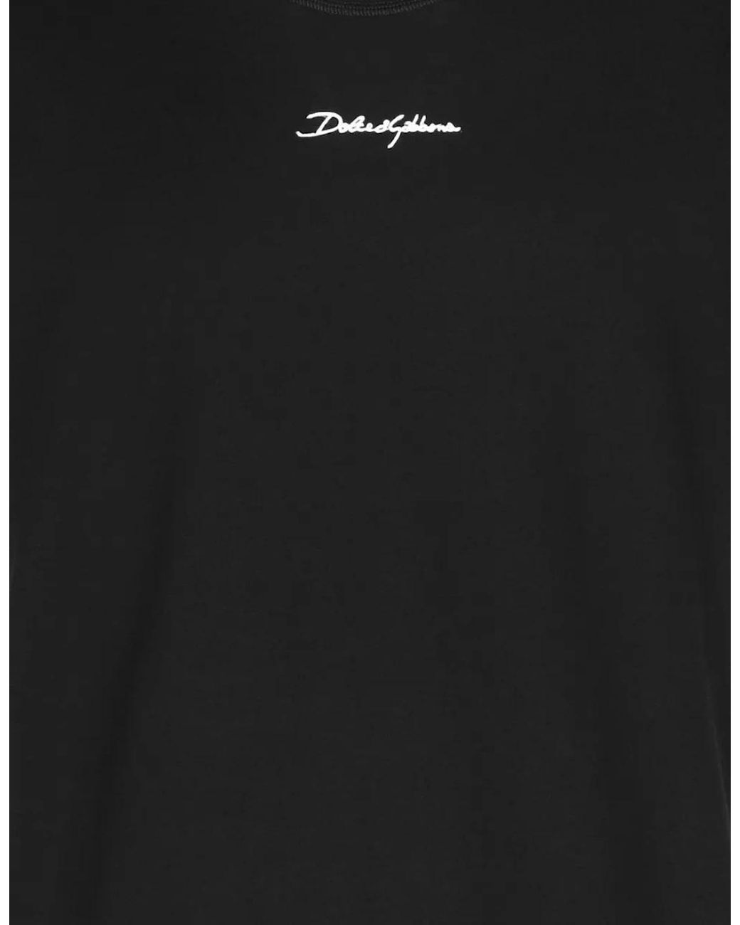 Dolce & Gabbana Black Cotton T-Shirt With Embroidered Patch for men