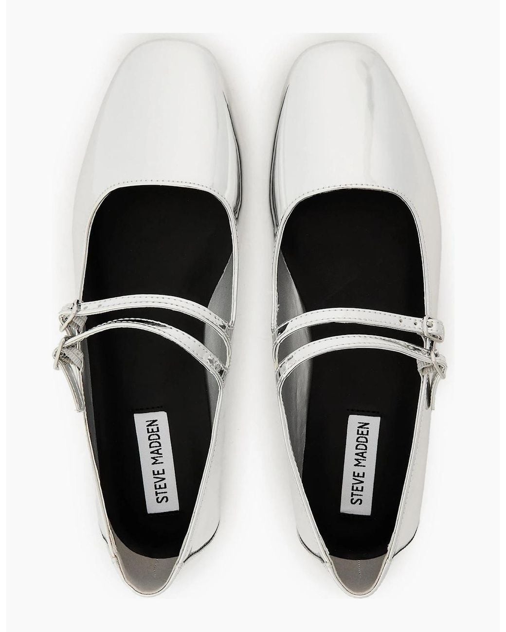 Steve Madden White Alisah Metallic Mary Janes Flats