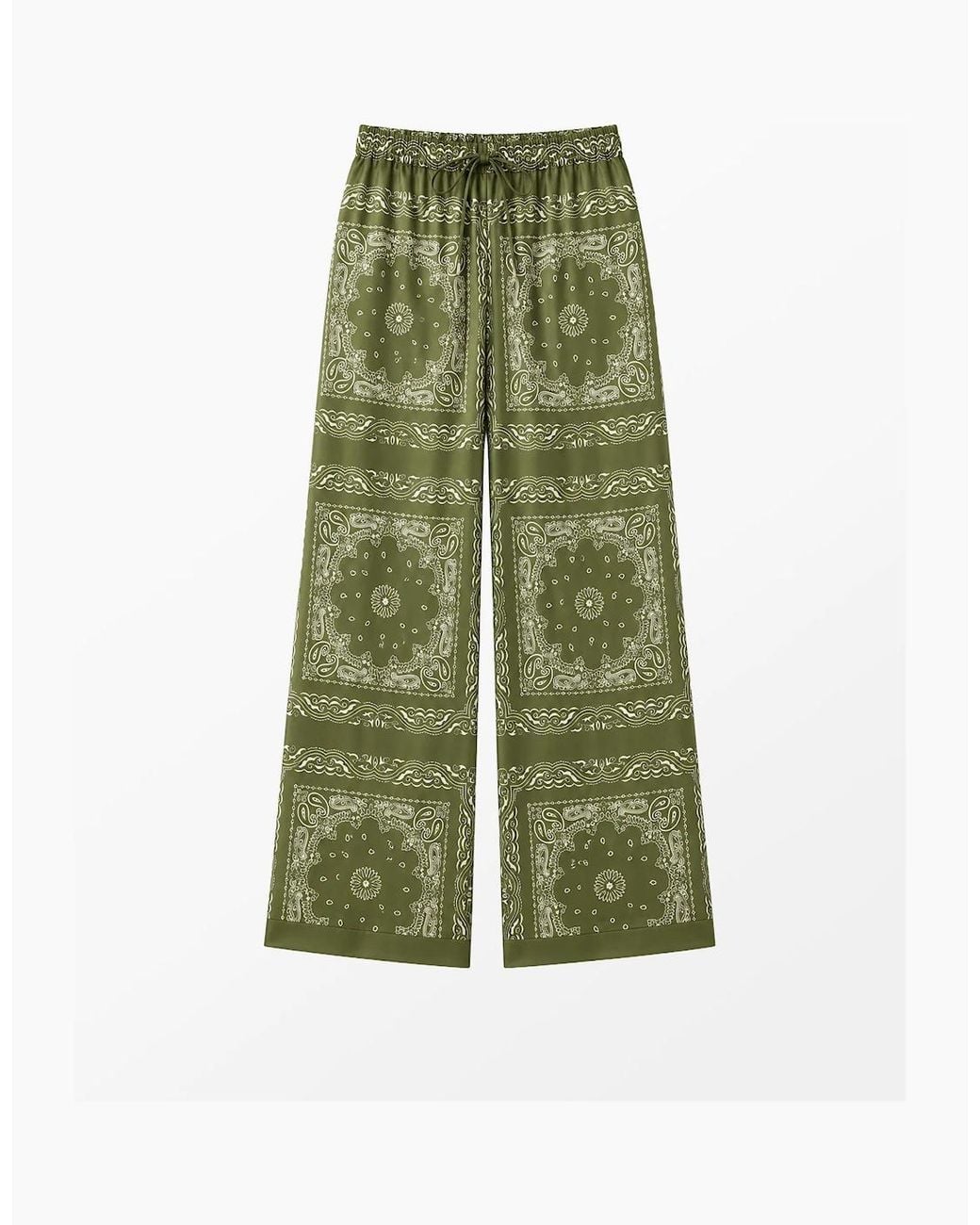 Ro&zo Green Bandana-Print Trousers