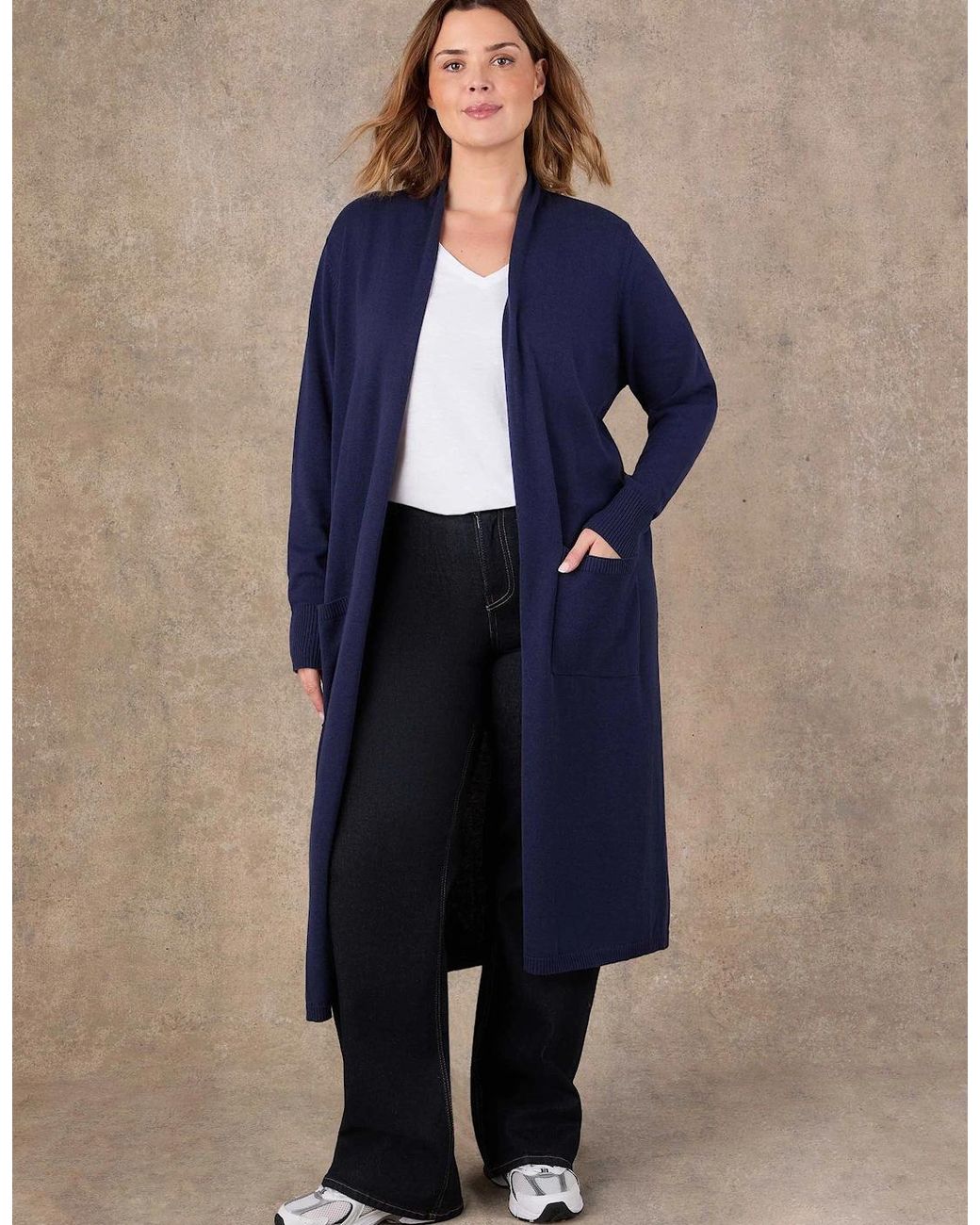 Live Unlimited London Blue Longline Knitted Cardigan