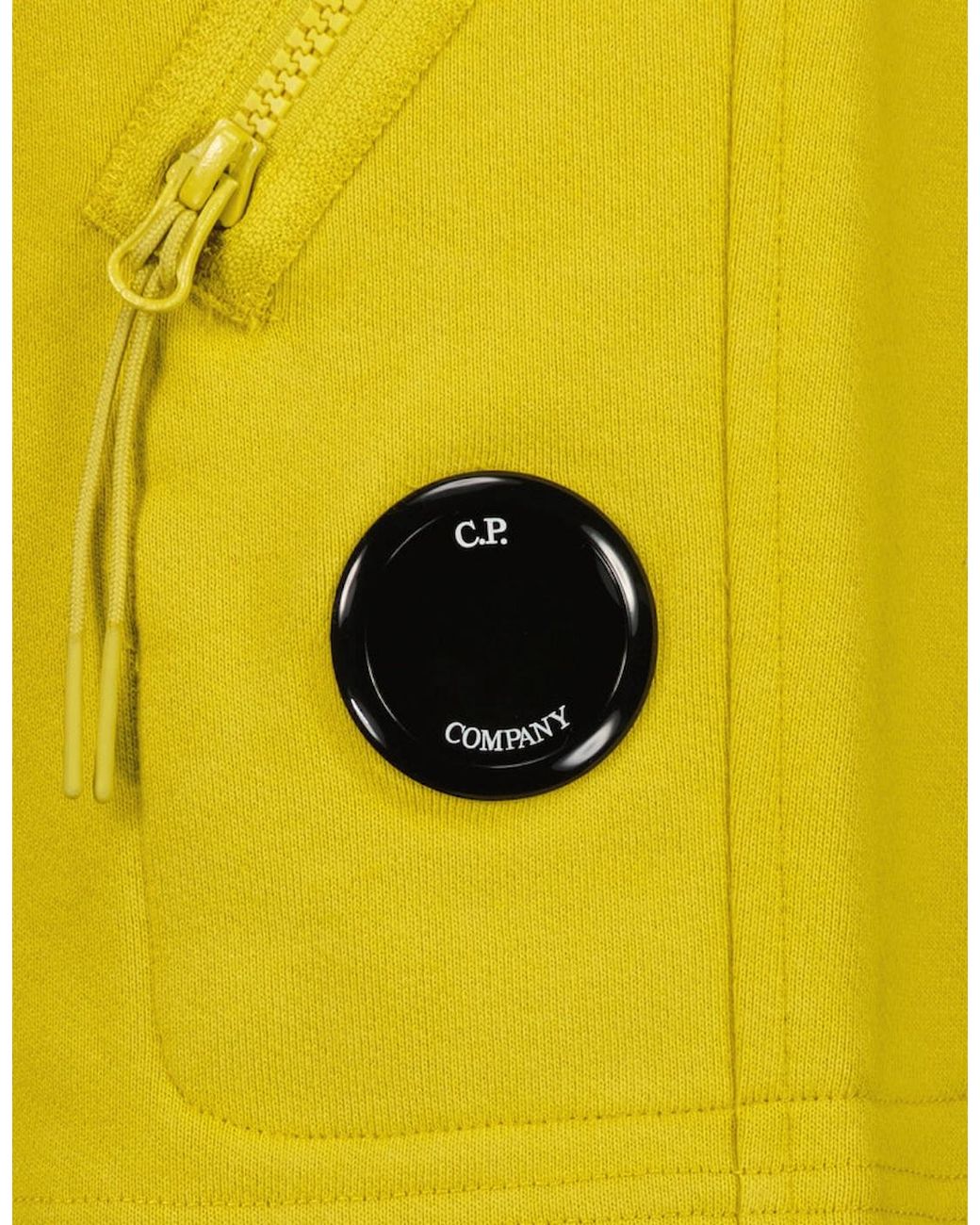 C P Company Yellow Diagonal Fleece Lens Sweat Shorts for men