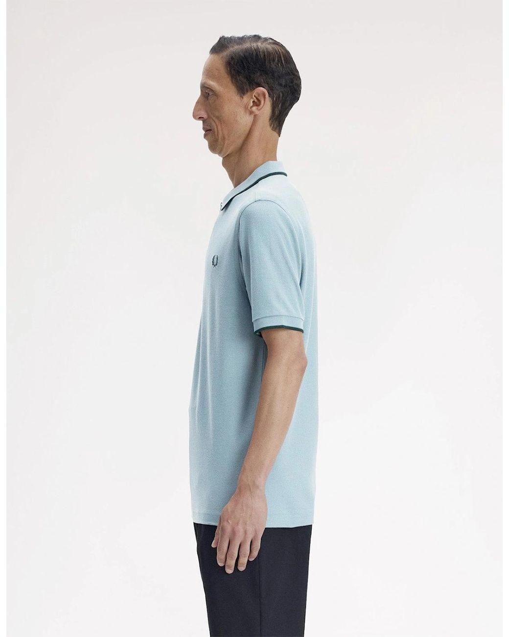Fred Perry Blue Crepe Pique Zip Neck Polo Shirt for men