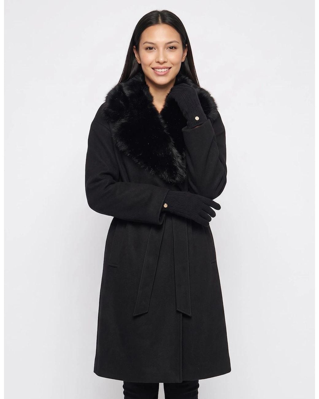 Gini London Black Button Detail Gloves