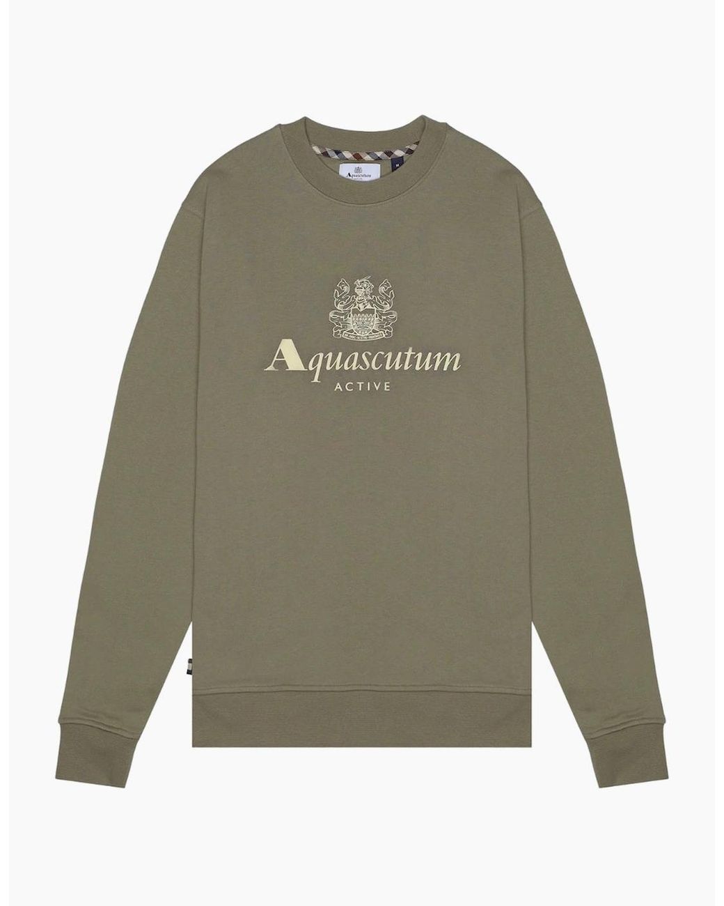 Aquascutum Green Active Big Logo Crewneck Army for men