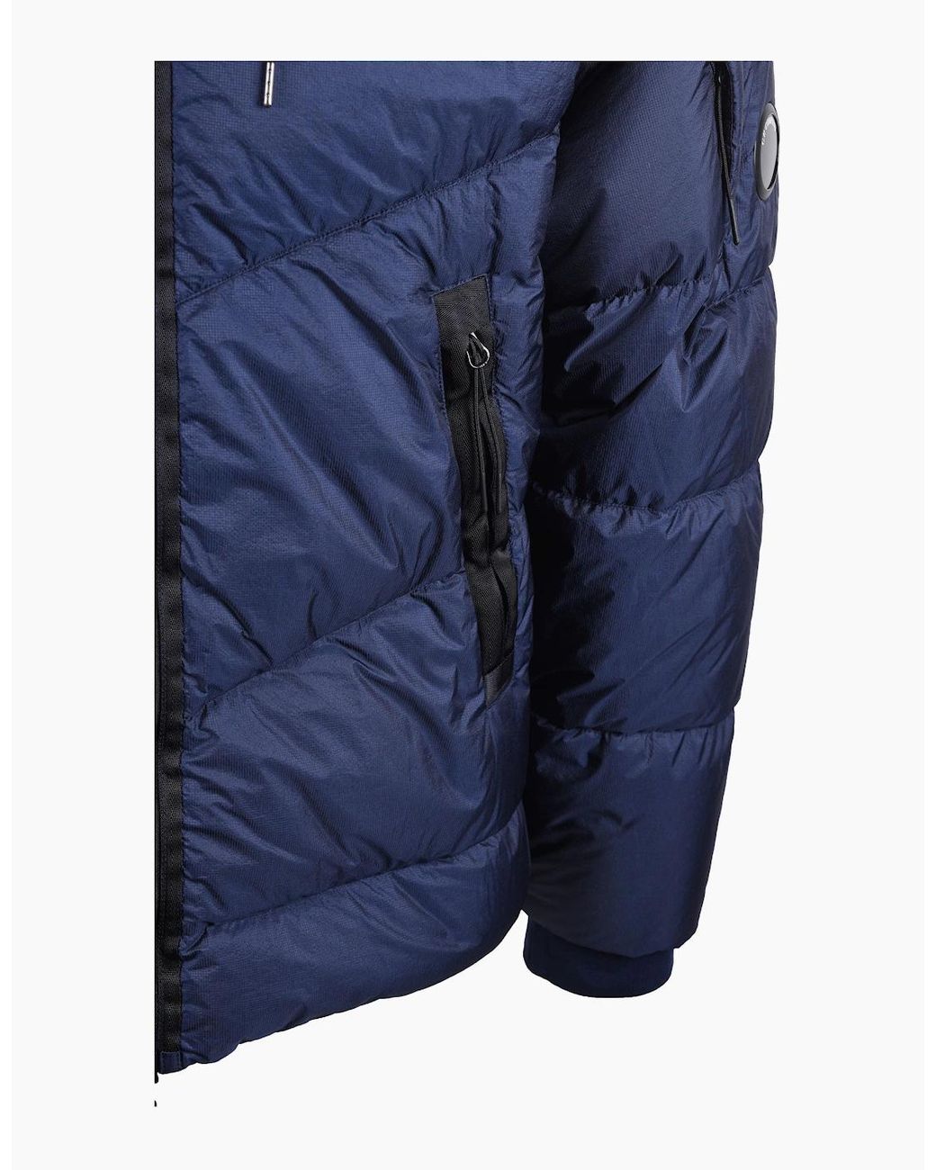 C P Company Blue Down Quilted Jacket Peacoat for men