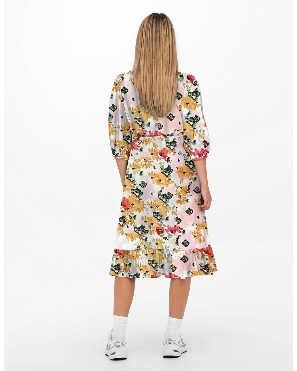 ONLY White Olivia V-Neck Midi Wrap Dress