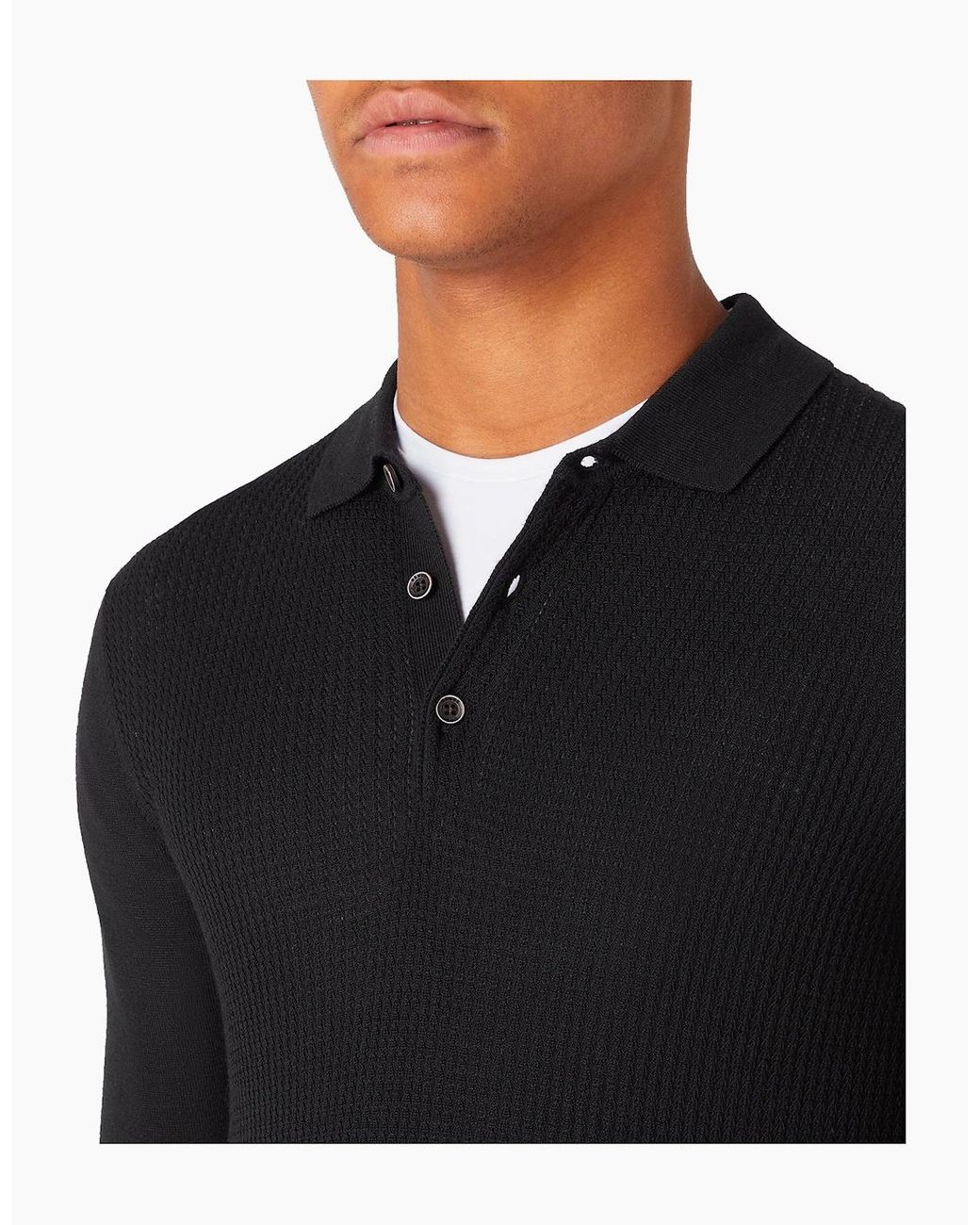 Remus Uomo Black Long Sleeve Knitted Polo for men
