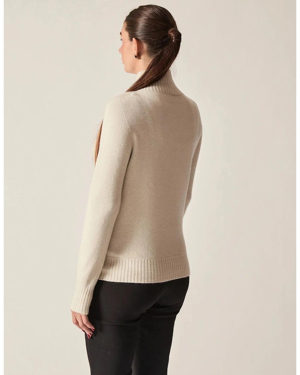 James Lakeland Natural Pearl-Embellished High-Neck Jumper