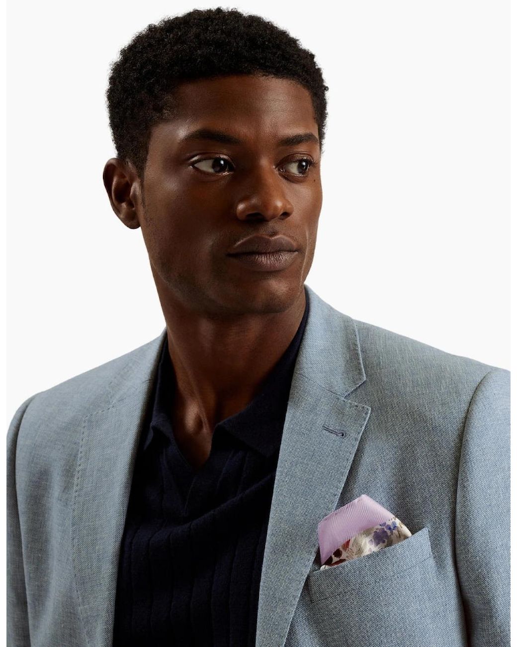 Ted Baker Blue Damaskj Slim Cotton Linen Blazer Jacket for men
