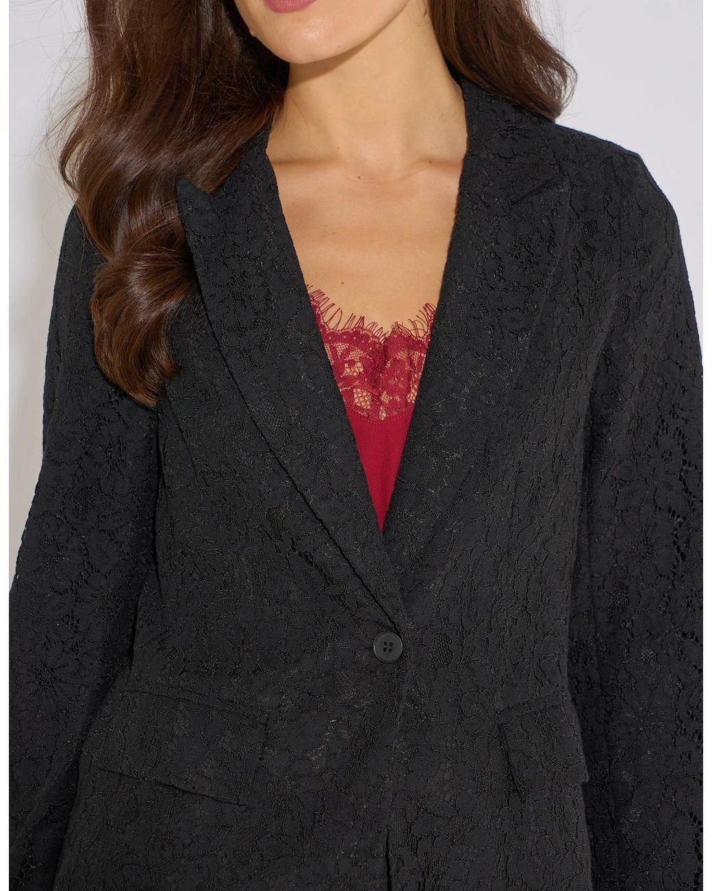 Gini London Black Lace Bonded Blazer