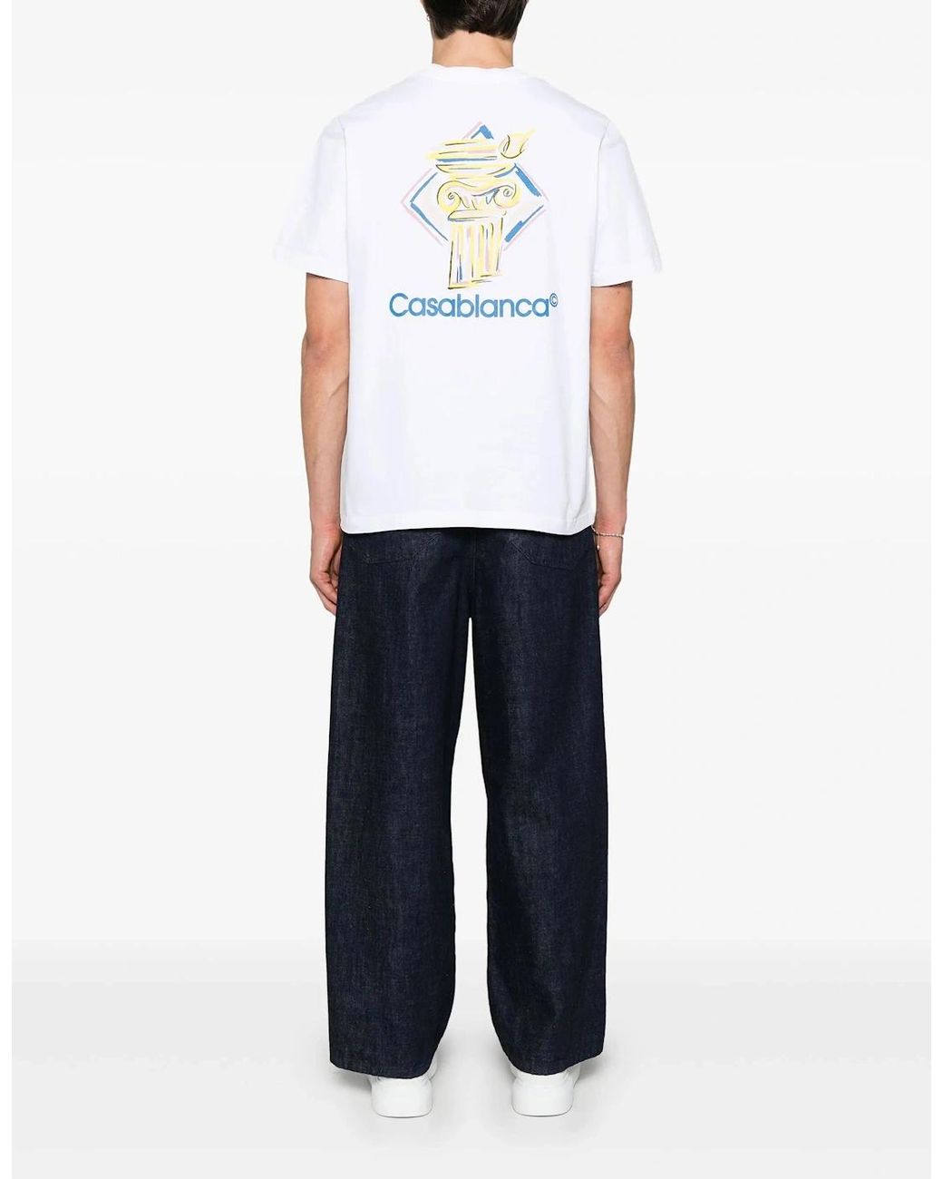 Casablanca White Diamond Column Printed T-Shirt for men
