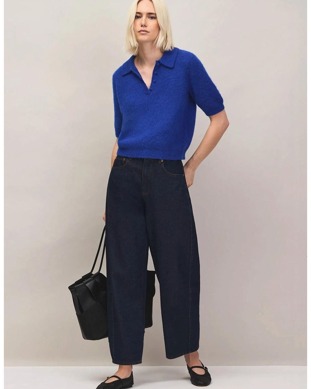 Ro&zo Blue Brushed Knit Top With Wool And Mohair