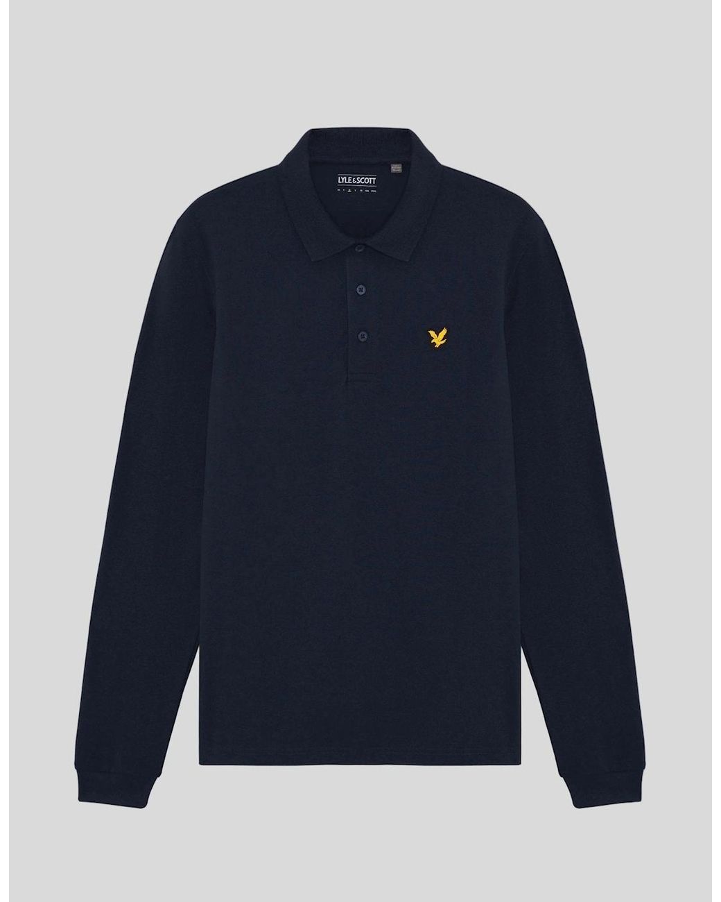 Lyle & Scott Blue Technical Long Sleeve Polo Shirt for men