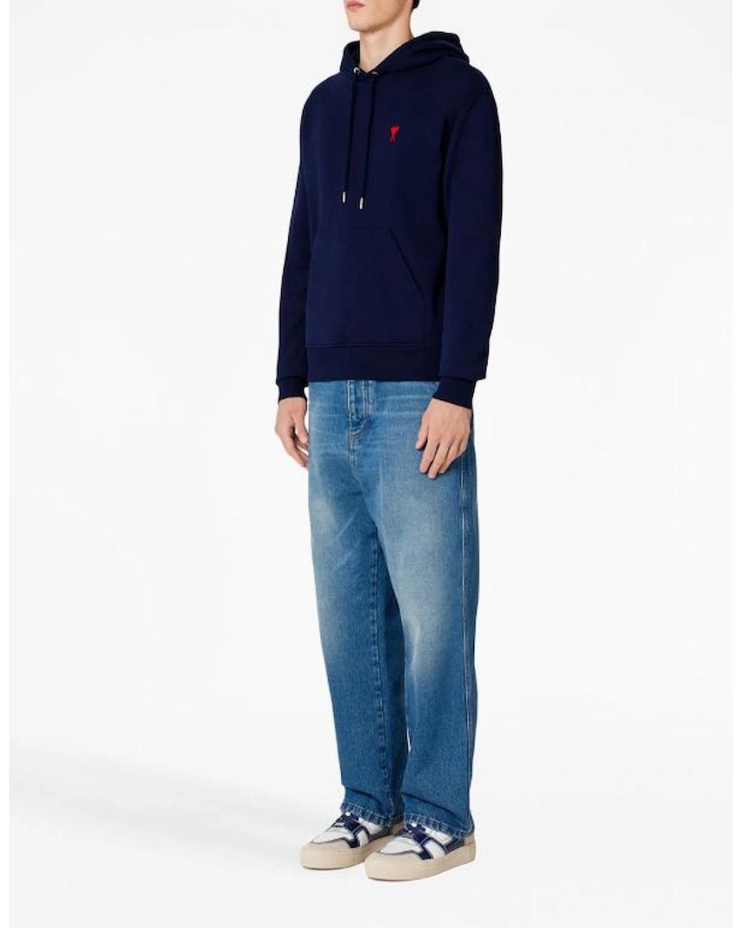 AMI Blue Logo Hoodie for men