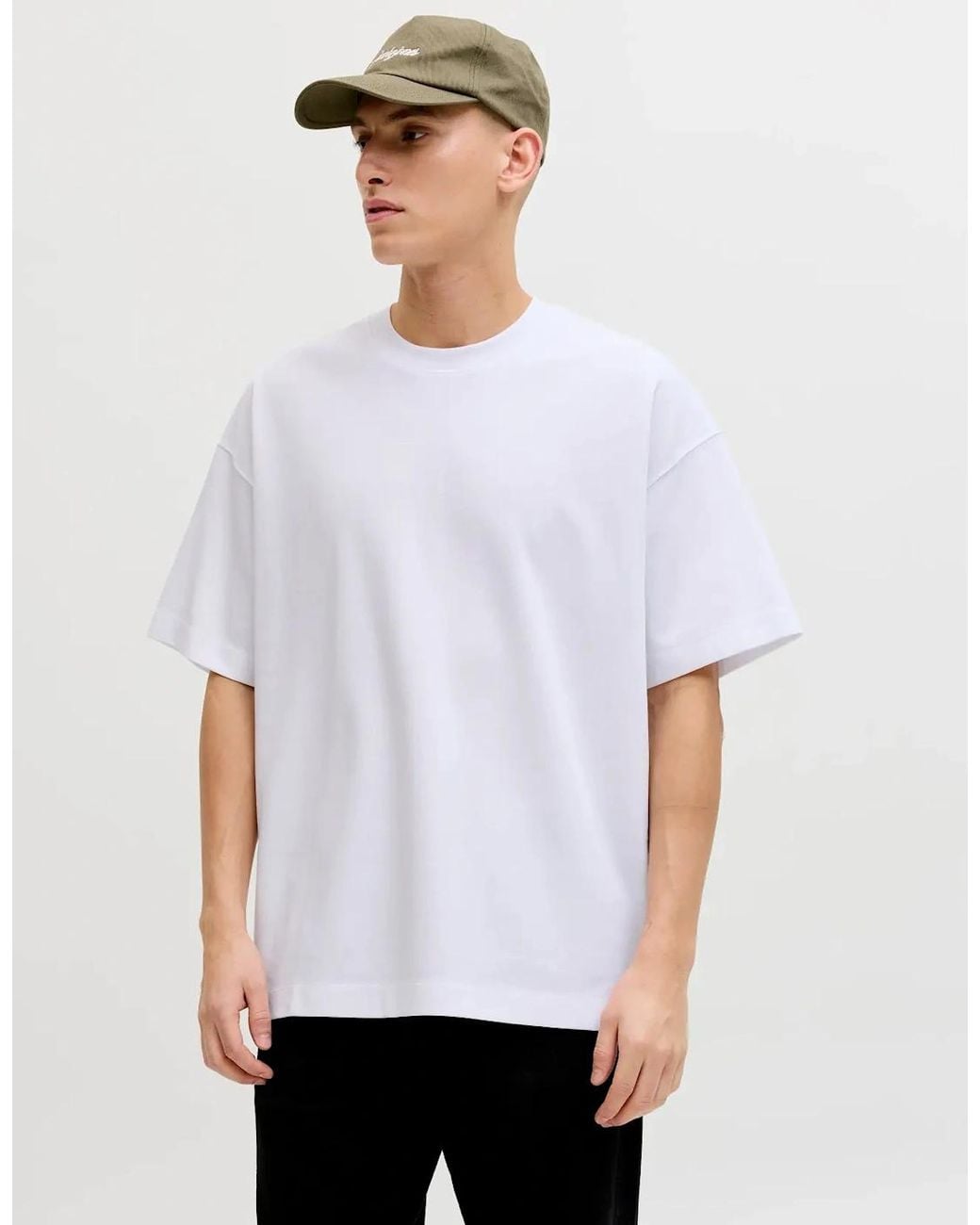 Jack & Jones White Jjebarron T-Shirt Short Sleeve Crew Neck for men