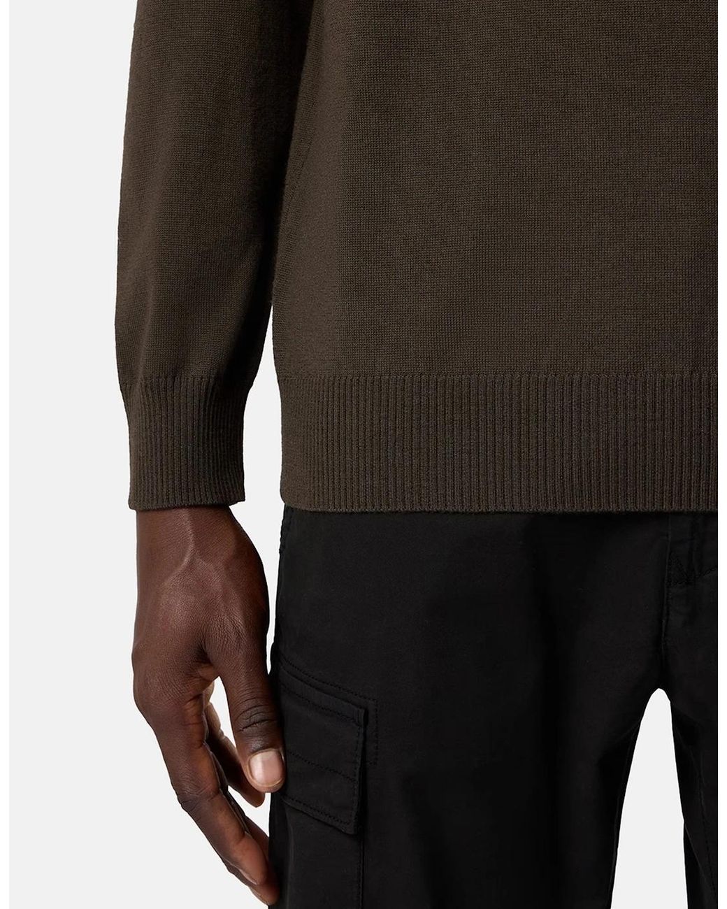 Stone Island Brown Wool 5100025 T-Neck Sweater for men