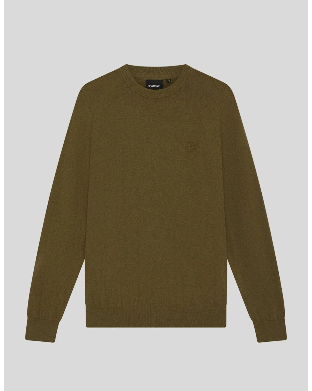 Lyle & Scott Green Pure Lambswool Crew Neck Jumper for men