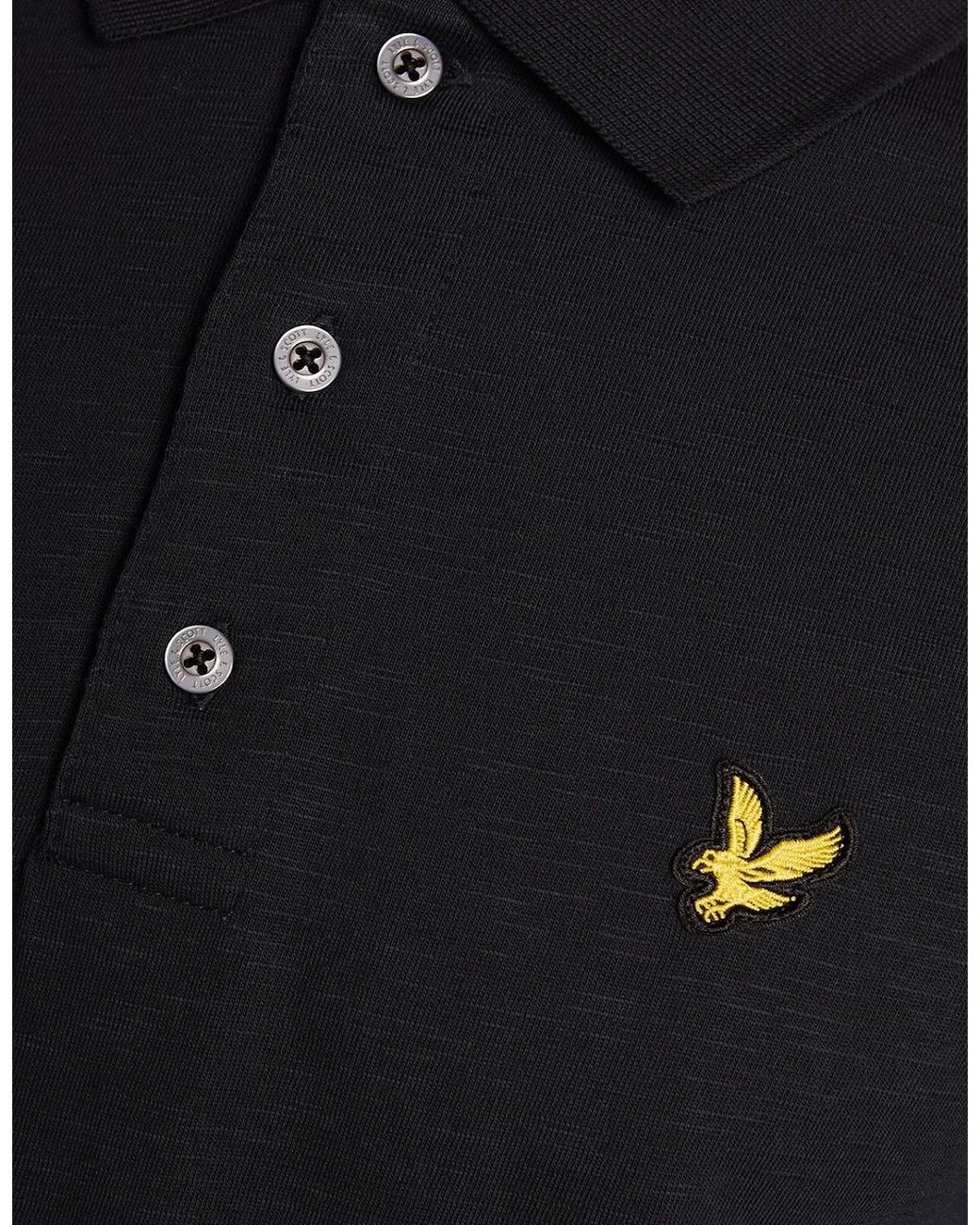 Lyle & Scott Black Fine Cotton Slub Polo Shirt for men