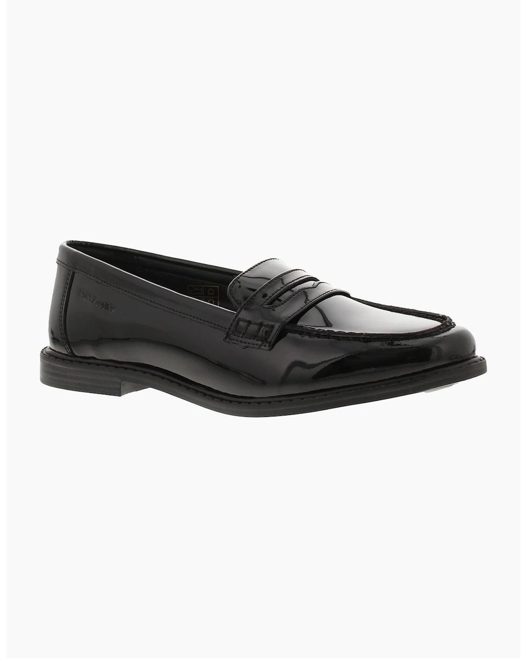 Hush Puppies Black Shoes Flat Vienna Leather Patent Uk Size