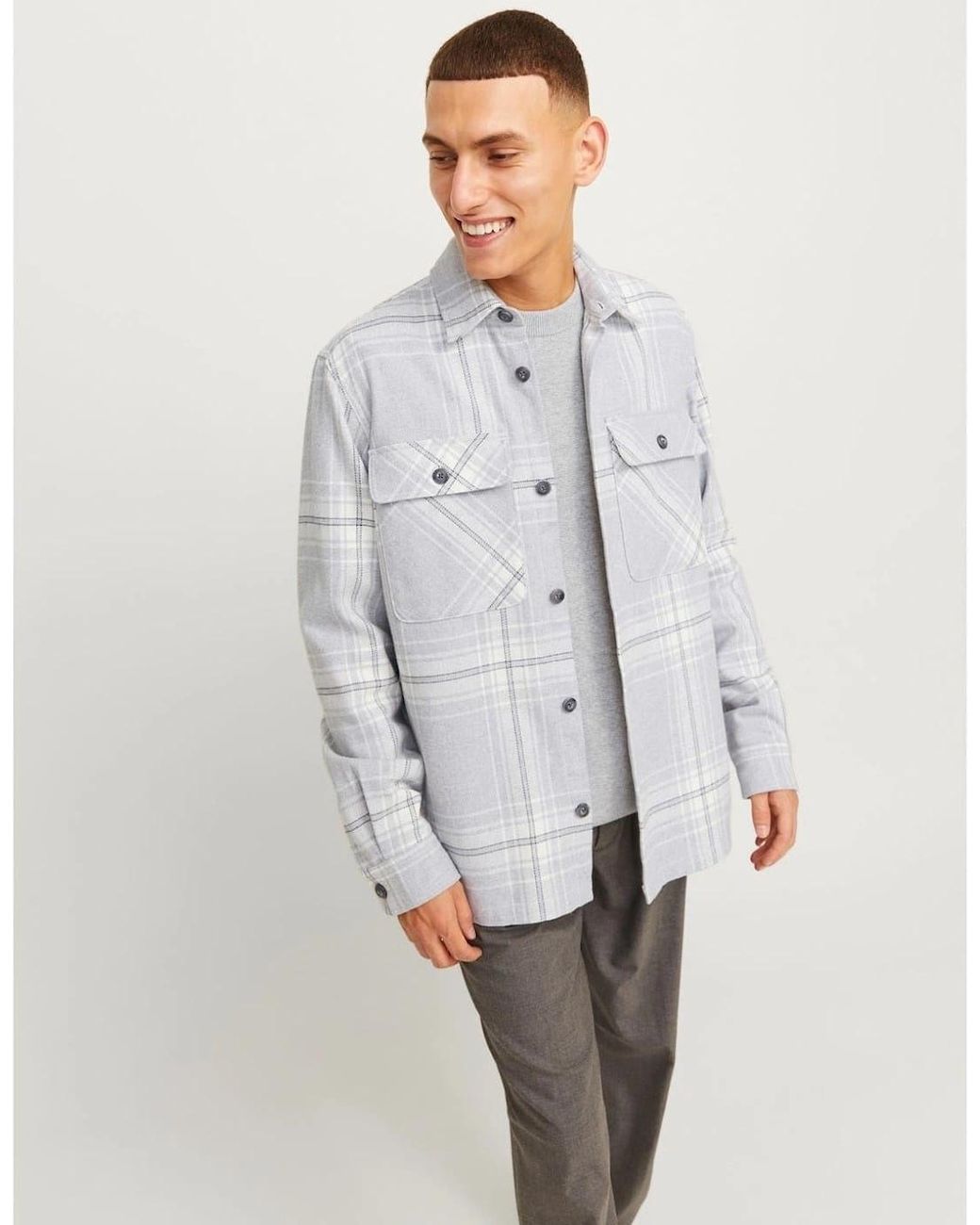 Jack & Jones Gray Raymond Regular Fit Long Sleeve Shirt for men