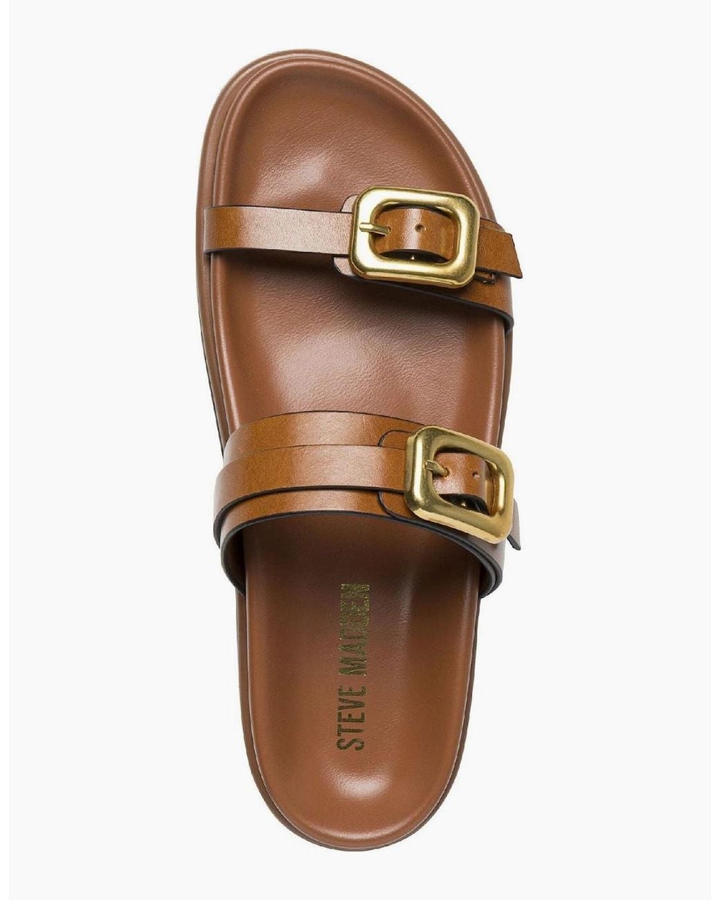 Steve Madden Brown Zaz Open Toe Flat Slide Sandals