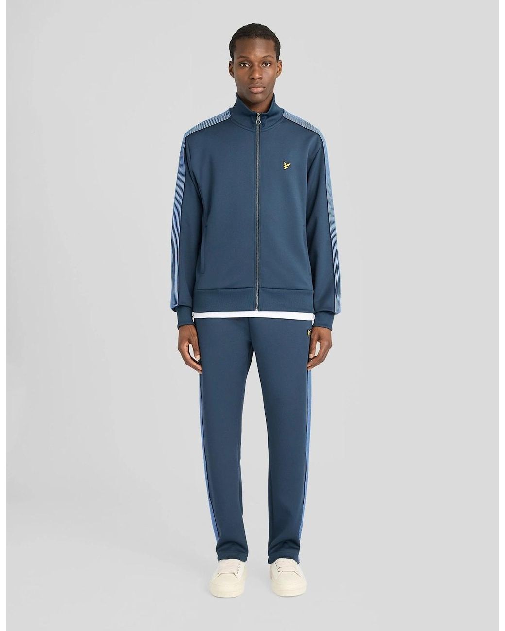 Lyle & Scott Blue Sports Striped Taped Track Jacket for men