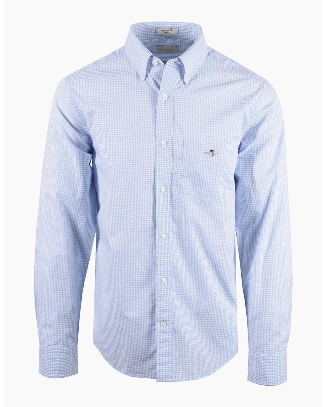 Gant Blue Reg Classic Poplin Gingham Shirt Light for men