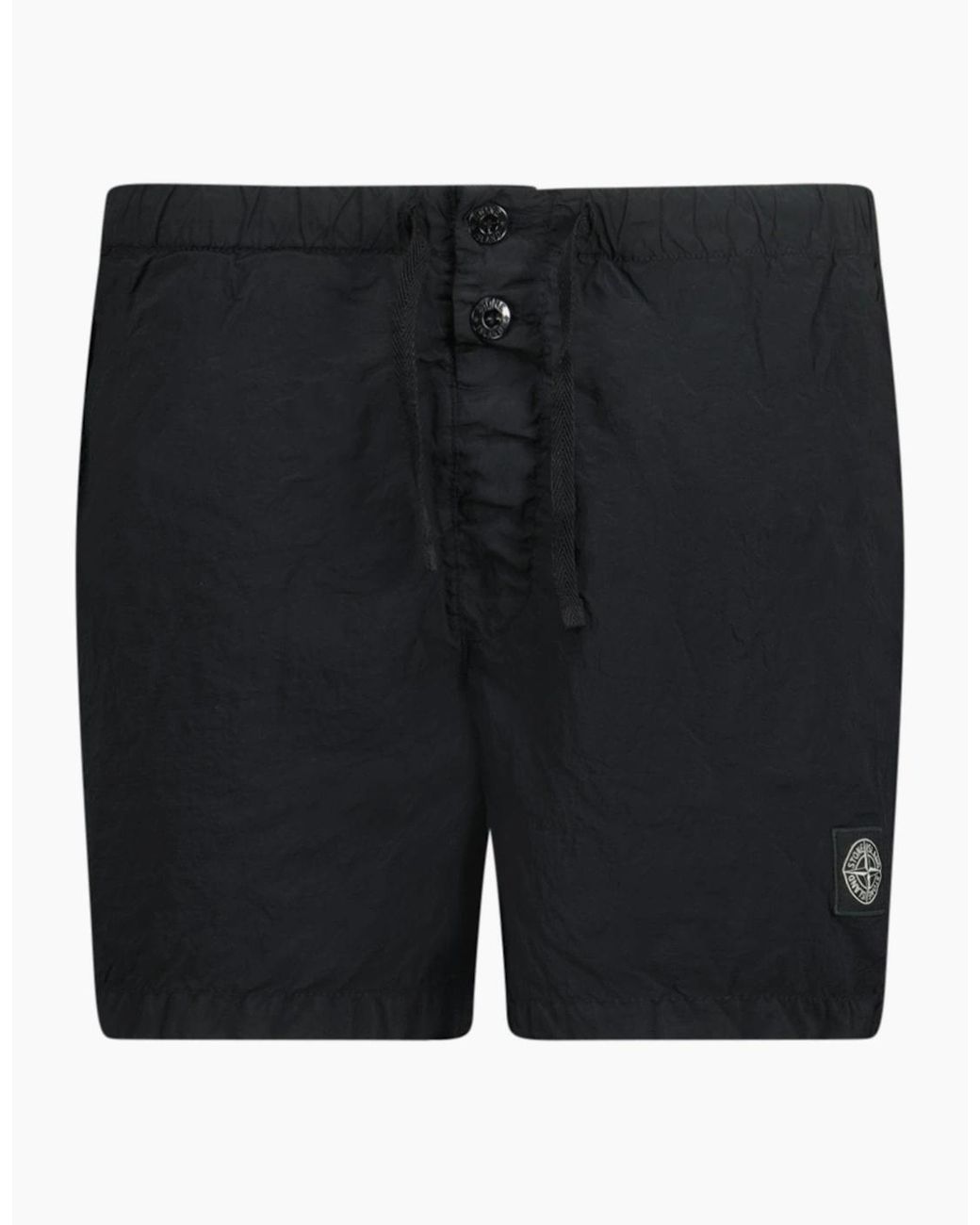 Stone Island Black Compass Button Chrome Swim Shorts for men