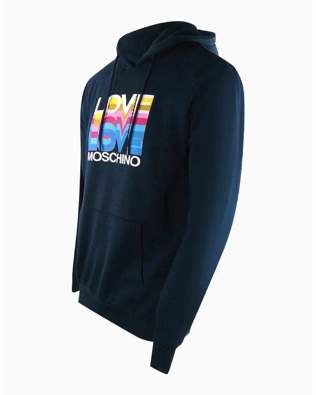 Love Moschino Blue Multi Logo Hoodie for men