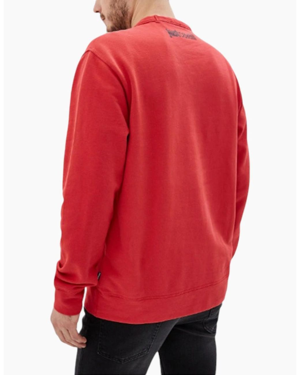 Just Cavalli Red S01Gu0031 Sweatshirt Printed Crew Neck Casual Pullover Jumper for men