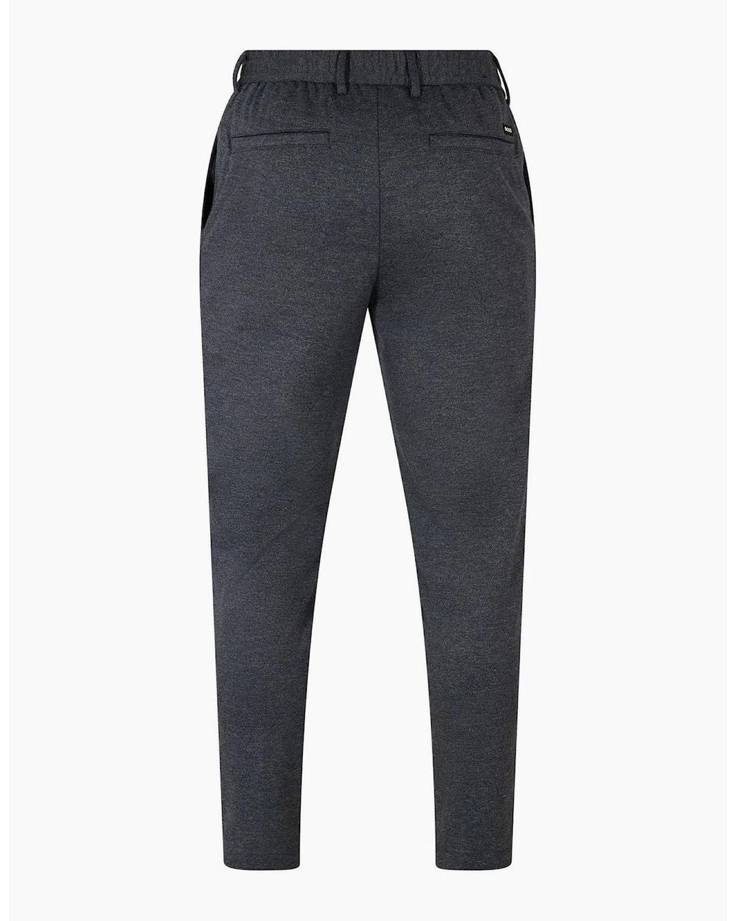 Boss Blue Solid Patterned Straight Trousers for men