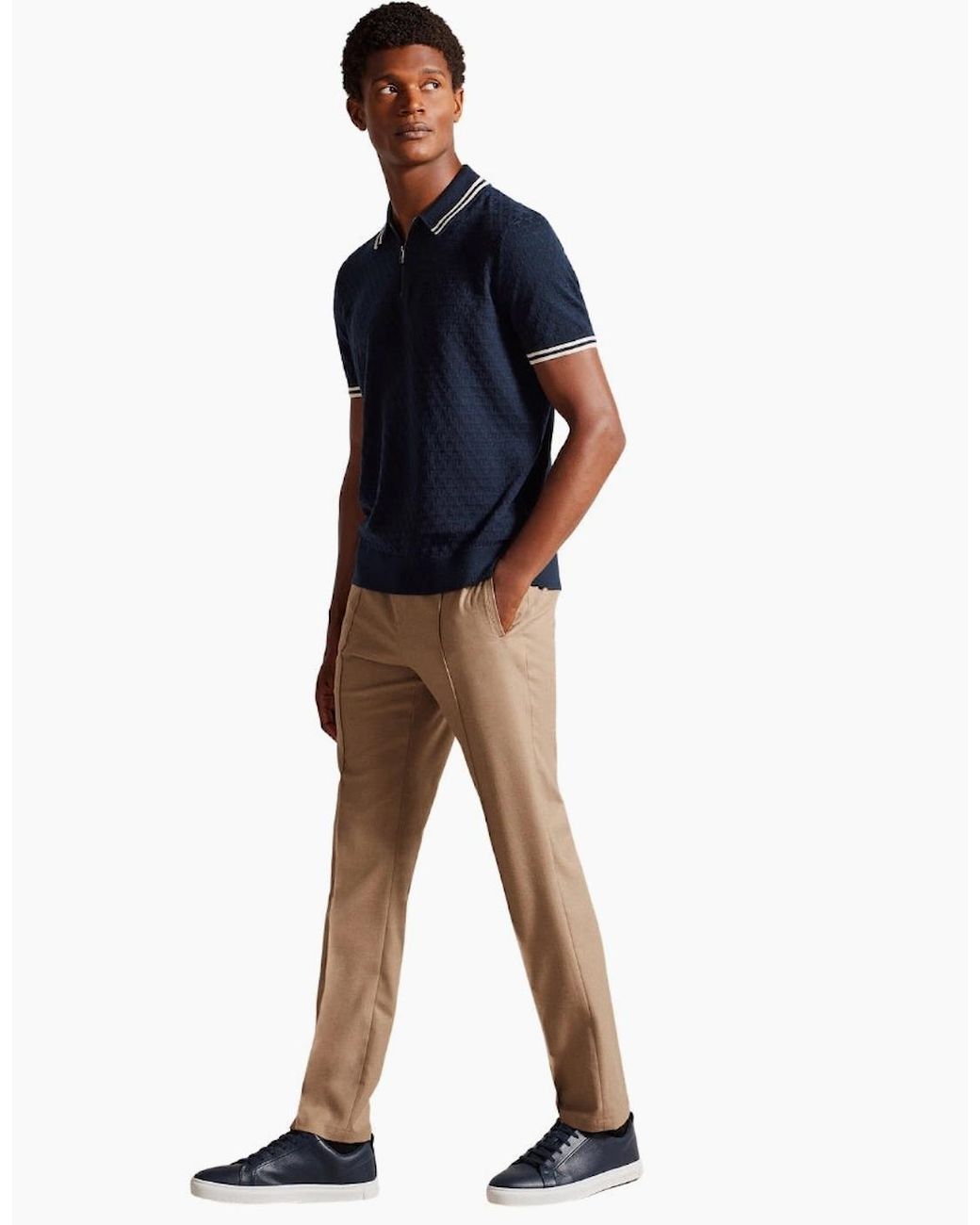 Ted Baker Blue Mahani Regular T Stitched Half Zip Polo Shirt for men