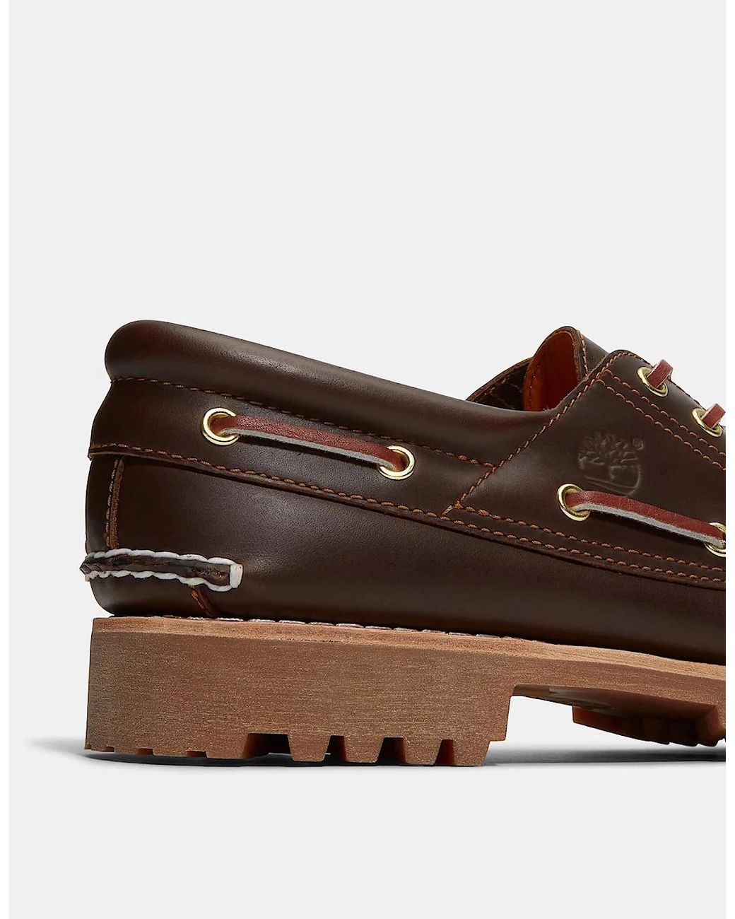 Timberland Brown Authentic Leather Boat Shoes for men