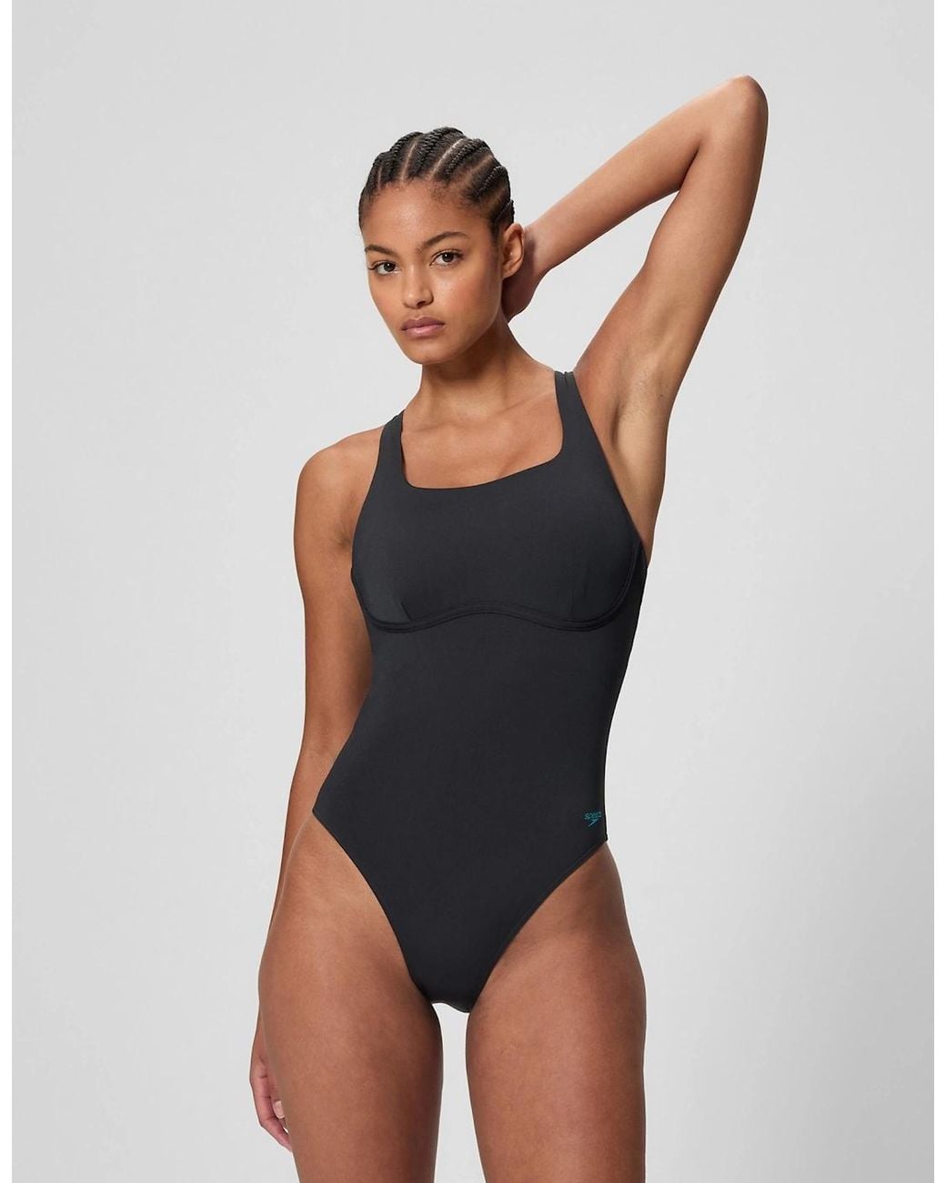 Speedo Black Ladies Flex Waistband One Piece Swimsuit