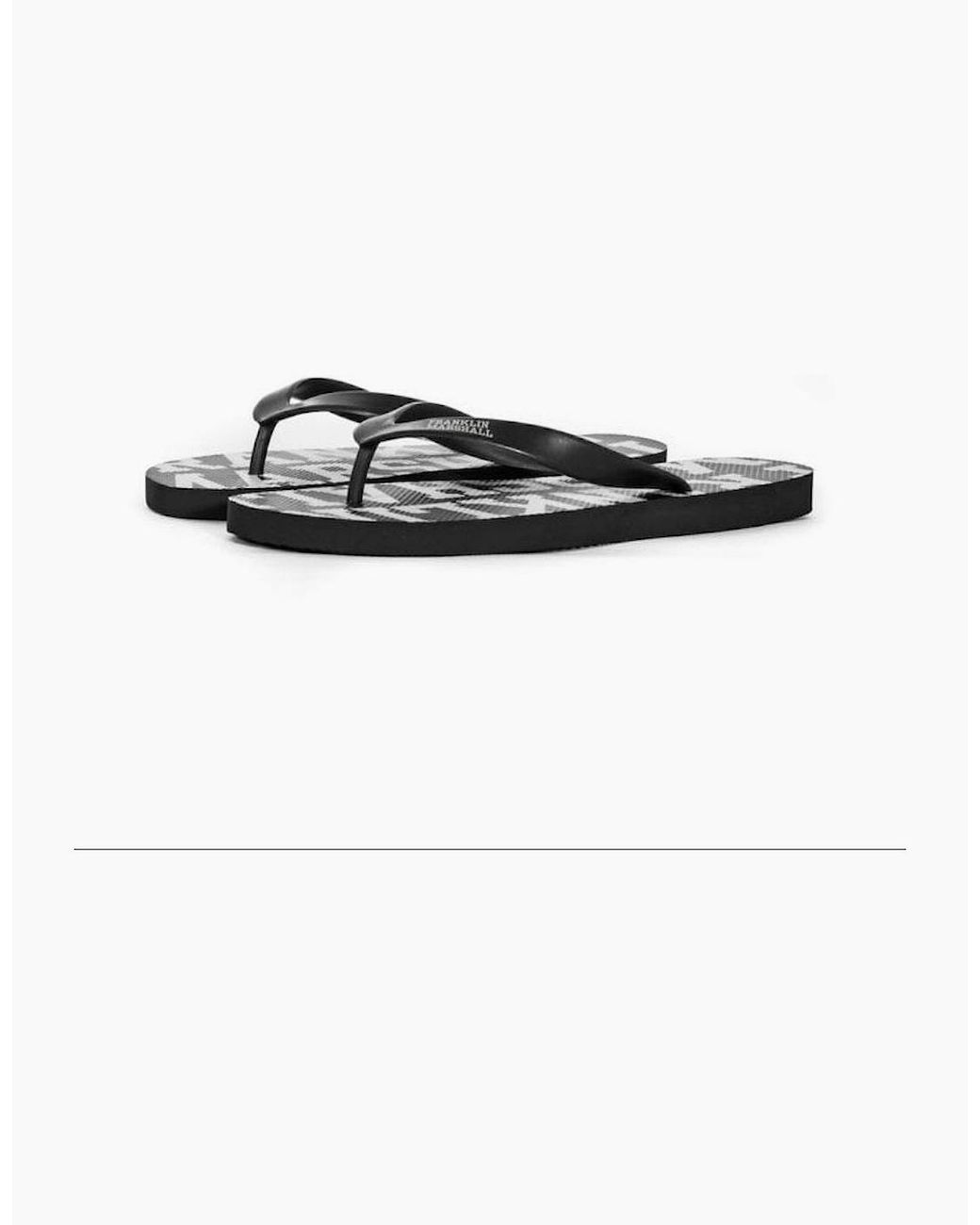 Franklin & Marshall Black Ua987 Rubber All Over Logo Thong Sandals for men