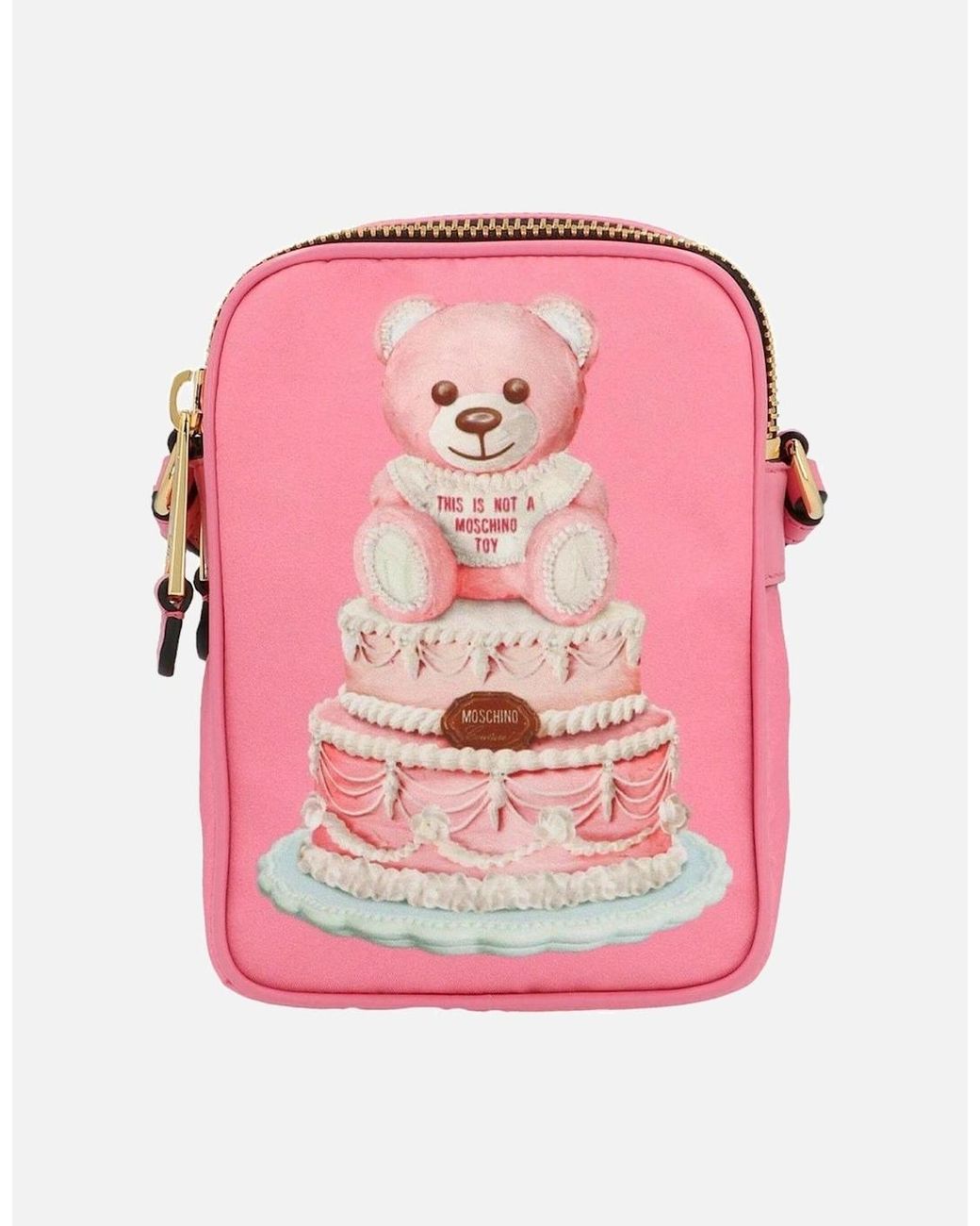 Moschino printed shell backpack with pink teddy on cake print Moschino Cake Teddy Bear Backpack - Pink | Editorialist main image 4