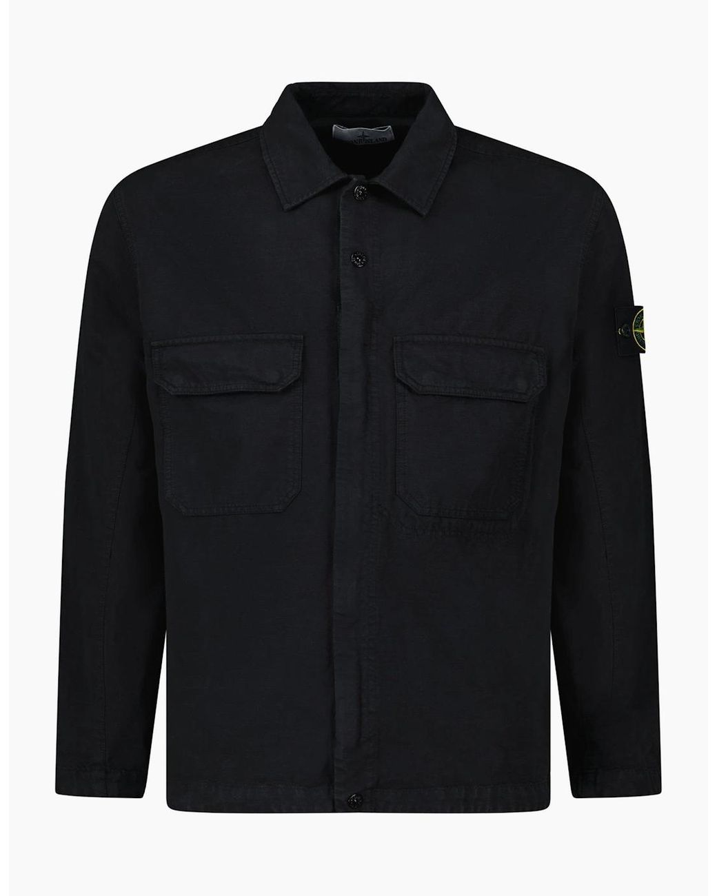 Stone Island Black Organic Cotton Ripstop Overshirt for men